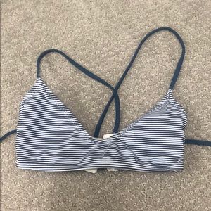 xhilaration navy blue and white bathing suit top